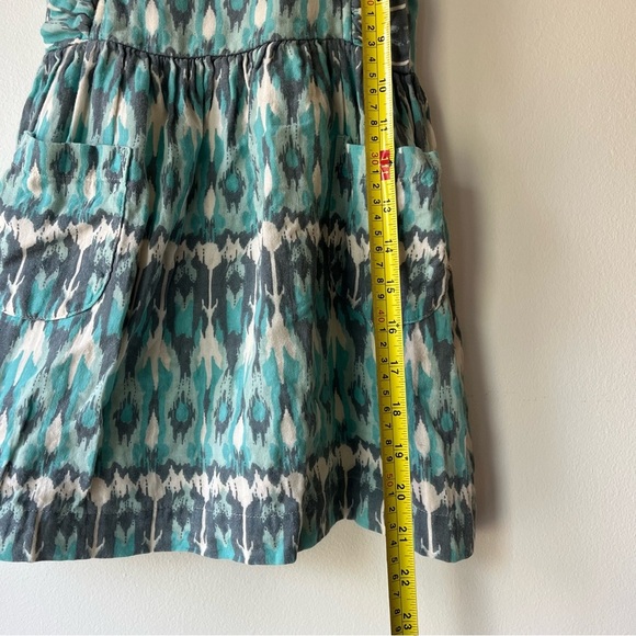 Kate Quinn Girls 4T Ruffle Strap Pocket Dress Teal Gray Ikat Print Summer Outfit - Picture 4 of 8